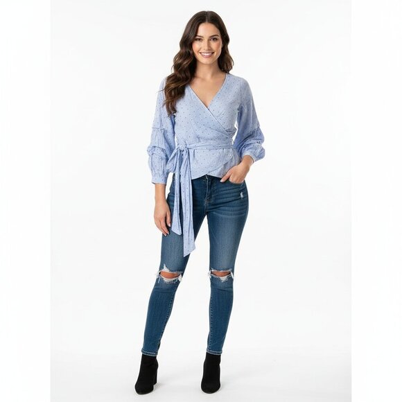 Zara Woman small oversized seersucker blue top - Picture 1 of 6